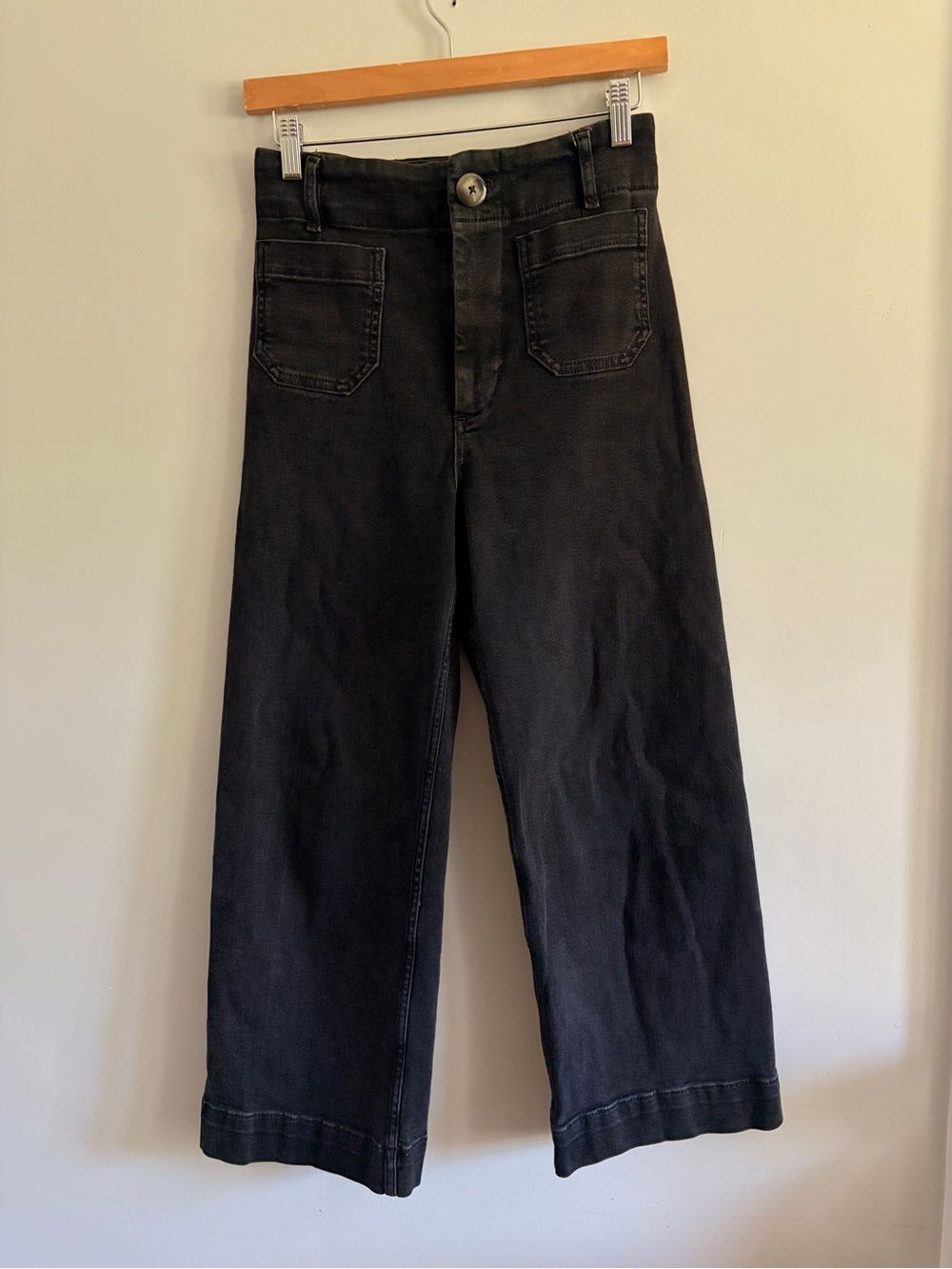 Pilcro Culottes High-Rise Wide Leg Women's Jeans in Black 27 - Picture 2 of 8